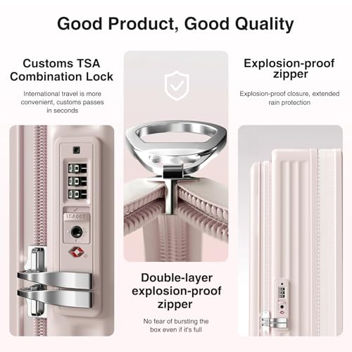 26-inch Carry-On Luggage, Top-Opening Carry-On Luggage, Rolling Luggage, Full PC Hardshell, Weekend Travel Luggage with Spinner, TSA Approved, Pink (Pink, 26-inch)4