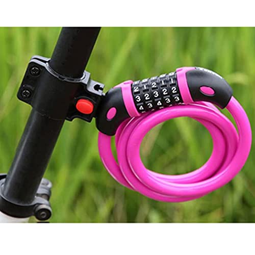 Gofriend Bike Lock High Security 5 Digit Resettable Combination Coiling Cable Lock Best For Bicycle Outdoors, 1.2Mx12Mm (Pink) #TOP4
