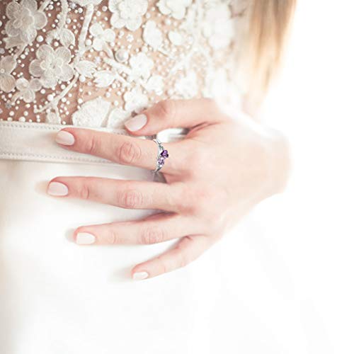 Custom4U Sterling Silver Rings For Women Personalized Name Ring With 2 Birthstones Engagement Promise Wedding Band Sparkling Jewelry Daily Wear #TOP7