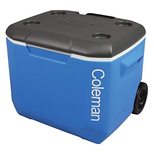 Coleman Performance Wheeled Cooler Glacière 60 QT, glacière à roulettes, Coffre Isotherme à roulettes de 56 l, maintient au Frais Pendant 4 Jours, Coffre Isotherme, bac à Glace portatif à roulettes