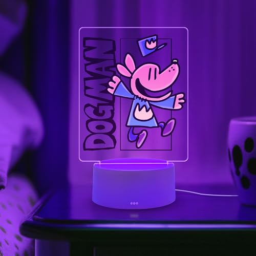 Image of Officially Licensed Dog Man Night Light - Dog Man LED Glow Light with Removable 7 Colors Base, Kids Bedroom Decor Lamp, Night Light for Kids, Christmas Birthday Gifts for Boys & Girls