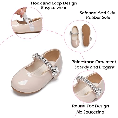 Image of PHIRAMIN Toddler Flower Girl Glitter Dress Shoes Little Girl Ballet Flats Bow Wedding Party