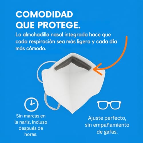 Miniatura 3 de 50 Mascarillas Homologadas De Certificación Ce, Mascarilla Ffp3 Sin Válvula De 5 Capas, Máscara Contra De Polvo Y Partículas, Mascarilla De Protección Personal Con Filtros De Calidad Bfe 99, 50 Piezas