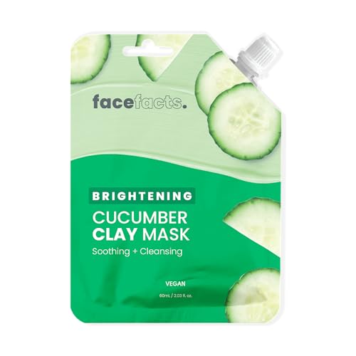 Face Facts Brightening Cucumber Clay Face Mask | Soothing + Cleansing | Resealable Pouch | 60ml