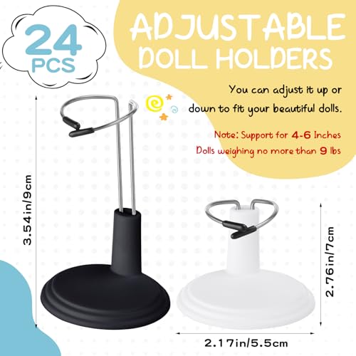 Image of Yaocom 24 Pcs Doll Stand Adjustable Action Figure Display Holder Support for 4-6 Inches Dolls, Creative Storage Stand for Home Shop Birthday Party Favor for Male Female(Black and White)