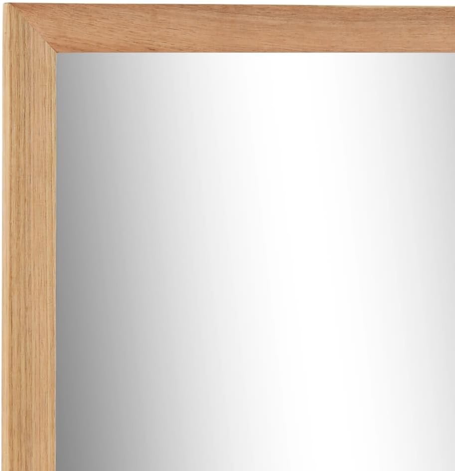vidaXL Mirror Natural Solid Walnut Wood Medium Mirror Bathroom Mirror
