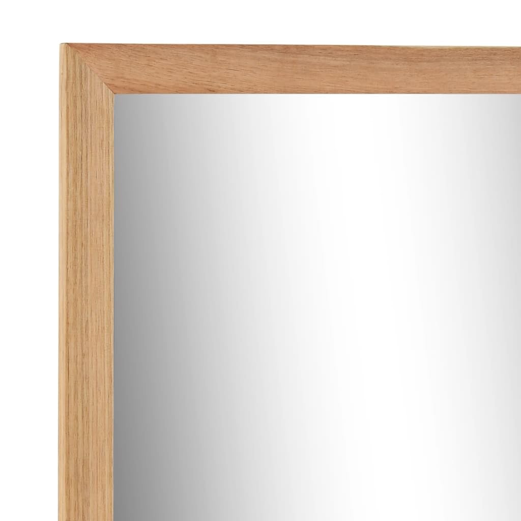 Badezimmerspiegel aus Walnuss Massivholz 60×12×62 cm mit Regal, Wandspiegel für Bad, Schlafzimmer, Flur, Ankleidezimmer, dekorativer Kosmetikspiegel für Styling und Rasur