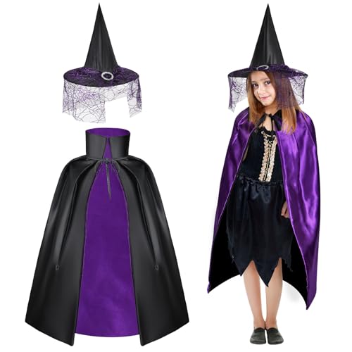 AYBUY Cape et Chapeau de Magicien d'Halloween, pour Cosplay et Soirées Masquées