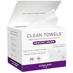 CLEAN SKIN CLUB Healthy Aging Clean Towels® XL, Smooths Fine Lines Wrinkles & Texture, Disposable Face Dry Wipes, XL - 1 Pack (50 count)