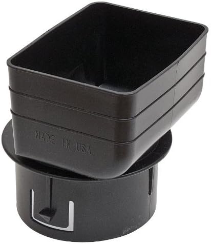 Downspout to Drain Pipe Tile Adapter (Black) 3 inch x 4 inch downspout to 4 inch Round Drain Pipe