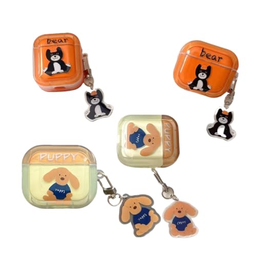 イヤホンケース テディ犬 エアーポッズ4ケース 対応 第4世代 AirPods 1/ 2/ 3/ 4/Pro用ケース ペンダント付き 可愛い 全面保護 耐衝撃 落下防止 着脱簡単 ギフト プレゼント (Airpods1/2,A)