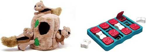 Vista 9 de Outward Hound Hide A Squirrel - Rompecabezas de peluche para perros (tamaño grande) y Benebone Wishbone Juguete duradero para masticar para perros