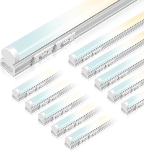 Image of ALUSSO 10 Pack 4FT LED T5 Shop Lights - Linkable Integrated Fixture, 2100LM, 3‑Color Selectable, 3000K /4000K /6500K Adjustable Color Temperature, Corded Electric T5 Single Fixture for Garage /Workshop