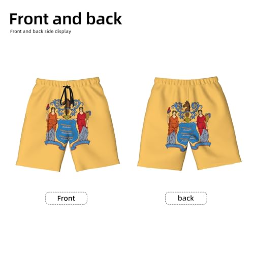 Flag of New Jersey Youth Beach Pants, Soft and Breathable, with Drawstring Waist, Suitable for Sports and Leisure.2