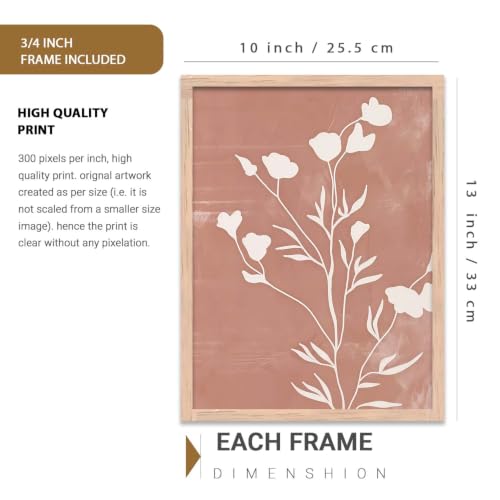 Image of kotart Botanical Art Home Decoration Painting | Floral Paintings With Frame For Living Room Bed Room Hotel Wall Decor Digital Reprint Set of 3 (10X13 inch)