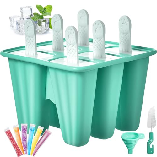 6 cavidades reutilizables,Moldes de silicona para paletas,Reutilizable, Fácil de Desmoldar para Paletas y Helados Caseros (LS-6)