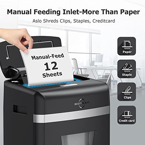 BONSEN 120-Sheet Auto Feed Paper Shredder High Security Micro Cut Shredders for Home Office Use/ 30 Minutes/Security Level P-4, 6-Gallon Bin (S3110)