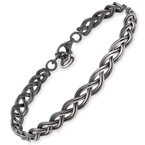 Bold 925 Sterling Silver Bracelet for Men - Braided Oxidized Pattern with a Strong Masculine Form, a Dynamic Statement Piece Available in All Sizes, Handmade by Emmanuela