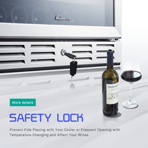 Kalamera Upgraded 24 Inch Wine Cooler, 46 Bottle - Dual Zone Built-In Or Freestanding Fridge With Stainless Steel Reversible Glass Door, For Home, Kitchen, Or Office. #TOP7