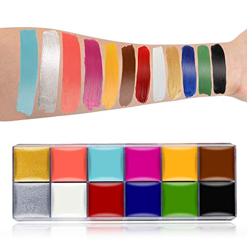 Wismee Face Paint Kit Sfx Makeup Special Effects Makeup Kit with Wound Scar Wax, Fake Scab Blood, Makeup Spatula for Halloween Cosplay Makeup Oil Based Professional Face Paint Makeup Palette Set - Thumbnail 5