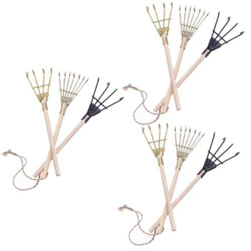 Jasaly Mini Rastrillo Hierro para Paisajismo, Herramienta para Hacer Tú Mismo, Accesorios Jardinería Hechos A Mano, Accesorios Modelismo, Adornos Artesanales para Decoración del Hogar