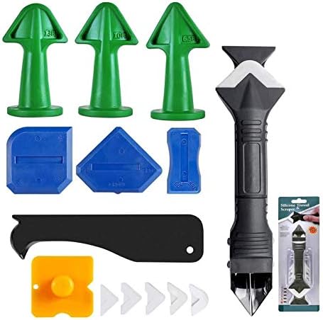 Caulking Tool, 3 in 1 Caulk Tool Kit Glass Glue Angle Scraper Caulk Remover, for Kitchen Sinks, Bathrooms, DIY Work,for Most Types of Sealants, Silicone, Acrylic, Resin, Grouting, Etc.