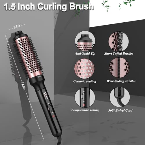 DAN Technology ThermalBrush,Non-Blowing Heated Round brush, Ceramic Curling Brush for Blowout Look,Dual Voltage travel Curling Brushs, Dual PTC Fast Style thermal round brushs, 1.5 Inch(Black) - view 3