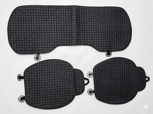 Image of BROGBUS Car Seat Cover Set for Hatchback & Sedan 3 Pieces (2 Front + 1 Rear Bench) Breathable Anti-Slip Fabric with Storage Pouch, Black