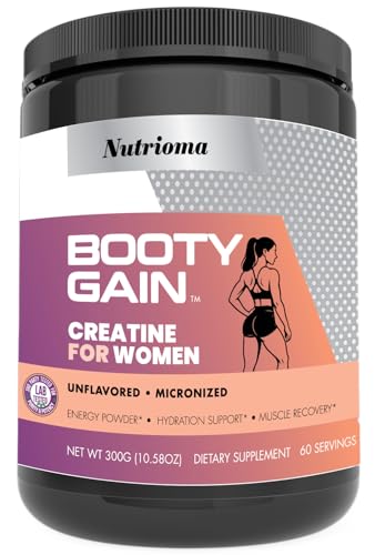 NUTRIOMA Creatine for Women Booty Gain – Creatine Monohydrate Micronized, Unflavored Glute Builder...
