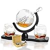 Whiskey & Wine Decanter Globe World Set with Globe Glasses Anniversary Birthday House Warming for Liquor Scotch Bourbon…