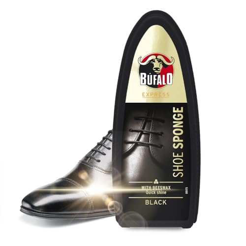 Bufalo Express - Esponja Autobrillante, Limpieza, Brillo y Color Inmediato, Especialmente Indicado para Pieles Lisas, Color Negro - 70 Aplicaciones Aprox