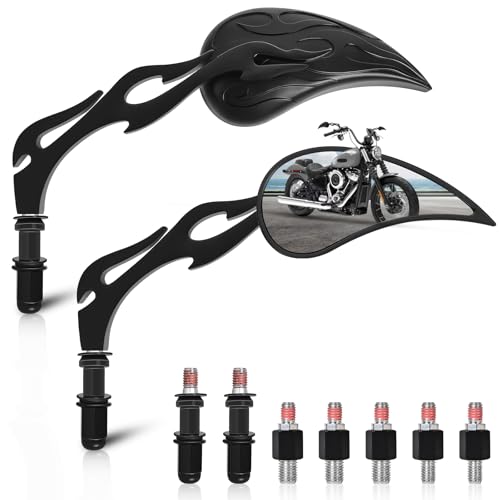 Image of Motorcycle Mirrors for Handlebars - Black CNC Adjustable Motorcycle Rearview Mirrors for Harley Street Glide Electra Glide Sportster XL 883 1200 Road King V-Rod Softail Dyna 1982-2024