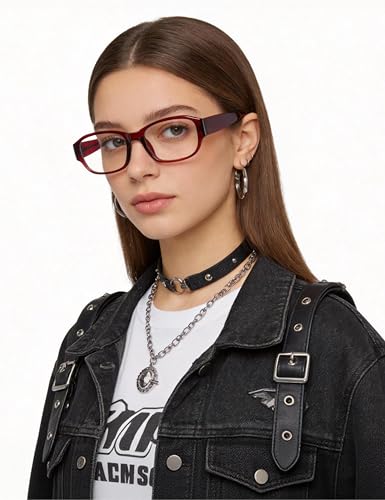 Image of Wide Rectangle Blue Light Glasses for Woman Reduce Eyestrain for Gaming /Computer /Screen