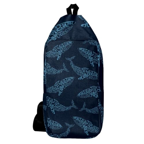 Sac à dos à bandoulière bleu baleine à bosse multicolore 16x36cm