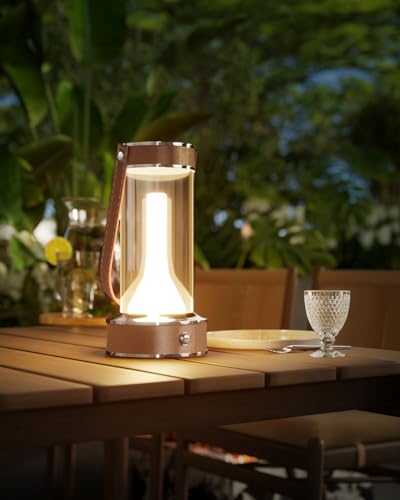 ROSHWEY Lámpara de mesa moderna para interior/exterior, lámpara LED recargable USB C, 3 modos de color, lámpara de escritorio pequeña, diseño de mesita de noche, luz nocturna para dormitorio, sala de