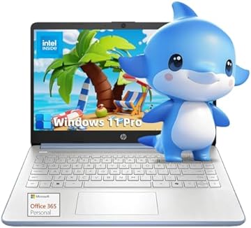 HP 2025 Laptop for Business & Student - Windows 11 Pro & Microsoft Office Lifetime | 14 inch HD | Intel Quad-core CPU | 16GB RAM, 128GB UFS, 256GB Micro SD | Sleek Design Light Computer | Sky Blue