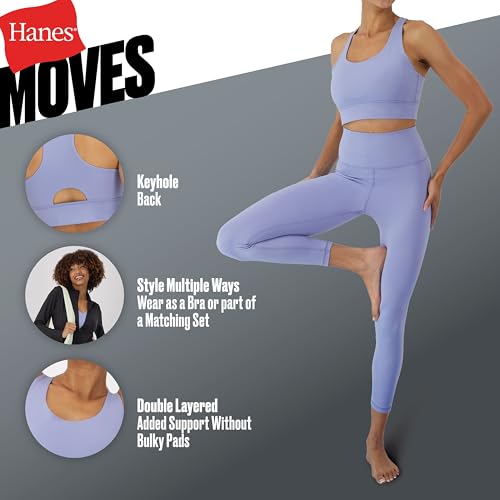 Hanes Sports Bra, Racerback Women, Stretch Pullover Crop Top with Cutout4