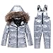 Kids 2 Piece Snowsuit Set Boys Girls Ski Suit Winter Hooded Puffer Jacket and Snow 𝐁ib Toddler (Silver-1, 4-6 Years)