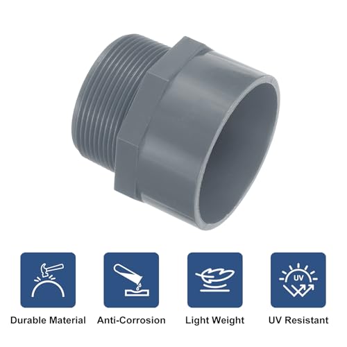 Adaptador de tubería de PVC de 2 pulgadas manguito de 2 vías roscado macho pack de 5 unidades 4