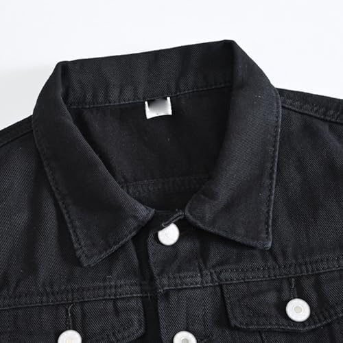 Men's Black Denim Biker Vest Sleeveless Jean Jacket Casual Button Stretch Distressed Jean Vest3