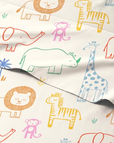 Image of Kids Full Size Animal Bed Sheets - 4 Piece Kids Animal Sheet Set - Doodle Safari Bedding - Ultra-Soft, Cute & Cozy - Breathable & Machine Washable - Jungle Bed Set for Boys, Girls, Teens & Toddlers
