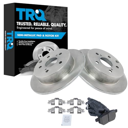 Image of TRQ Rear Brake Pad and Rotor Set Semi Metallic Rotors Compatible with 2010 Toyota Matrix