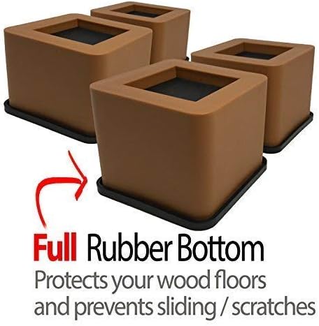 Miniatura 4 de iPrimio Elevadores de cama cuadrados de 3 pulgadas, resistentes, paquete de 8 elevadores de cama para dormitorios universitarios, sofás, mesas,