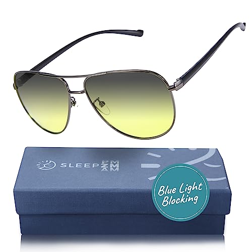 Sleep ZM Aviator Photochromic Blue Light Glasses - Computer, Gaming Better Sleep by Naturally Producing Melatonin Women + Men