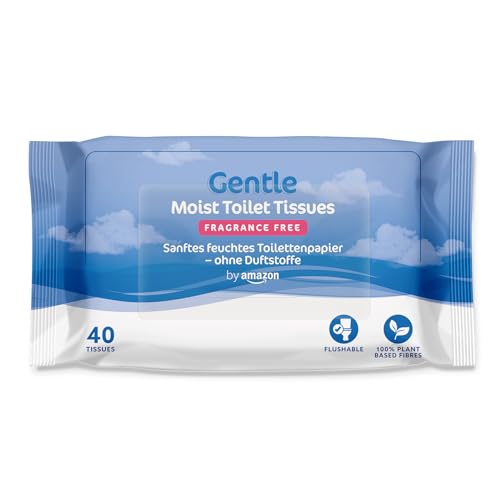 by Amazon Sanfte, feuchte Toilettentücher, geruchlos, fein bis spülend, Unparfümiert, 240 Stück (6 Packungen mit je 40 Stück)