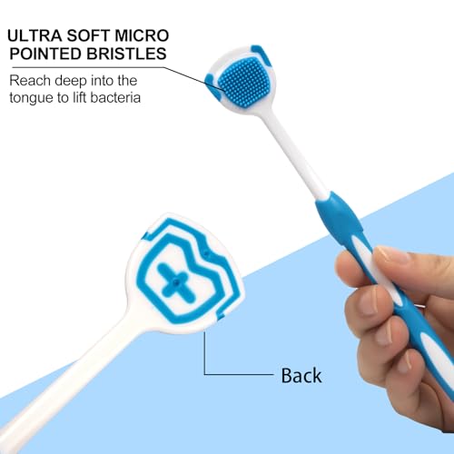 e Scraper and Brush for Adults, 5-Pack with Travel Case, Micro Bristle Tongue Cleaner (5 Colors) - Thumbnail 6