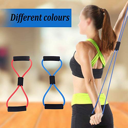 Image of Fitfix Figure 8 Resistance Exercise Band with Comfortable Handles Chest, Shoulder & Neck Stretching | Home Fitness Equipment for Yoga, Pilates, Physical Therapy & Gym Men & Women Colour Orange