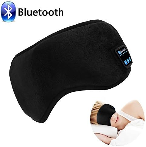 WU-MINGLU Sleep Eye Mask with Wireless Bluetooth Headphones, Bluetooth Sleeping Headphones Eye Shades Handsfree Music Headset Build in Microphone Washable for Travel Siesta - Black