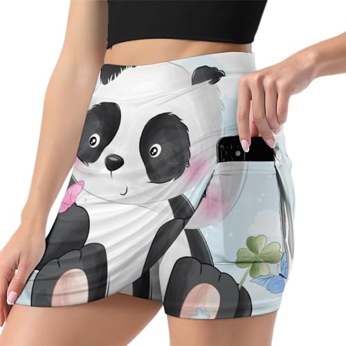 Jupe short de tennis Oiseau Panda contre les frottements avec poche pratique