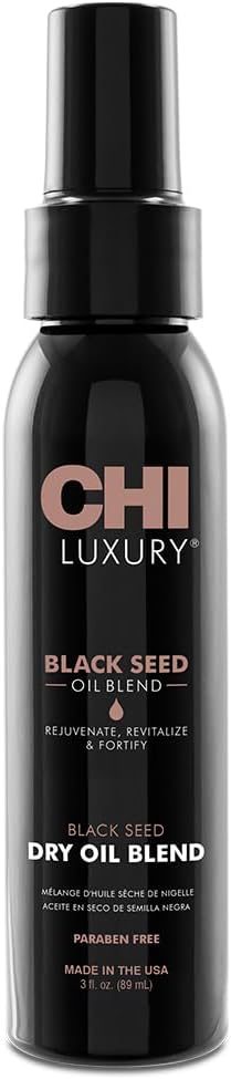 CHI Luxury Black Seed Oil Blend Dry Oil, Revitalizing & Nourishing Hair Oil, Creates Smooth & Shiny Hair, Sulfate, Paraben, & Cruelty-Free, 3 Oz